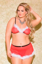 Santa 2Pc W/Faux Feather Trim - GL34012X by Glitter